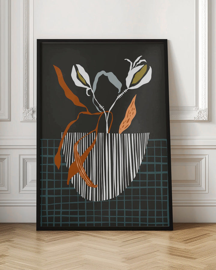 Midcentury Plant Pot Dark - Stretched Canvas, Poster or Fine Art Print I Heart Wall Art