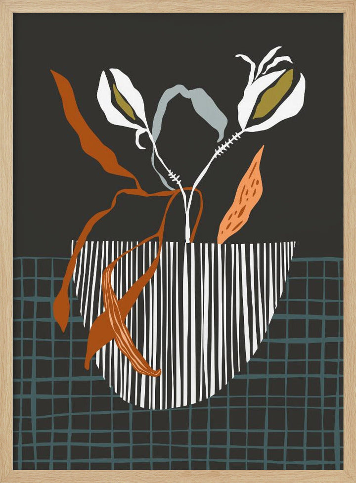 Midcentury Plant Pot Dark - Stretched Canvas, Poster or Fine Art Print I Heart Wall Art