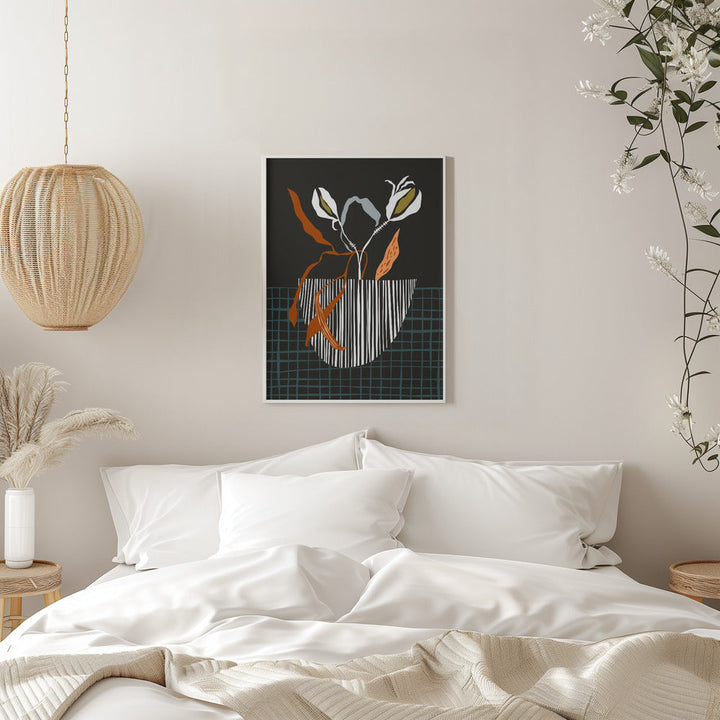 Midcentury Plant Pot Dark - Stretched Canvas, Poster or Fine Art Print I Heart Wall Art