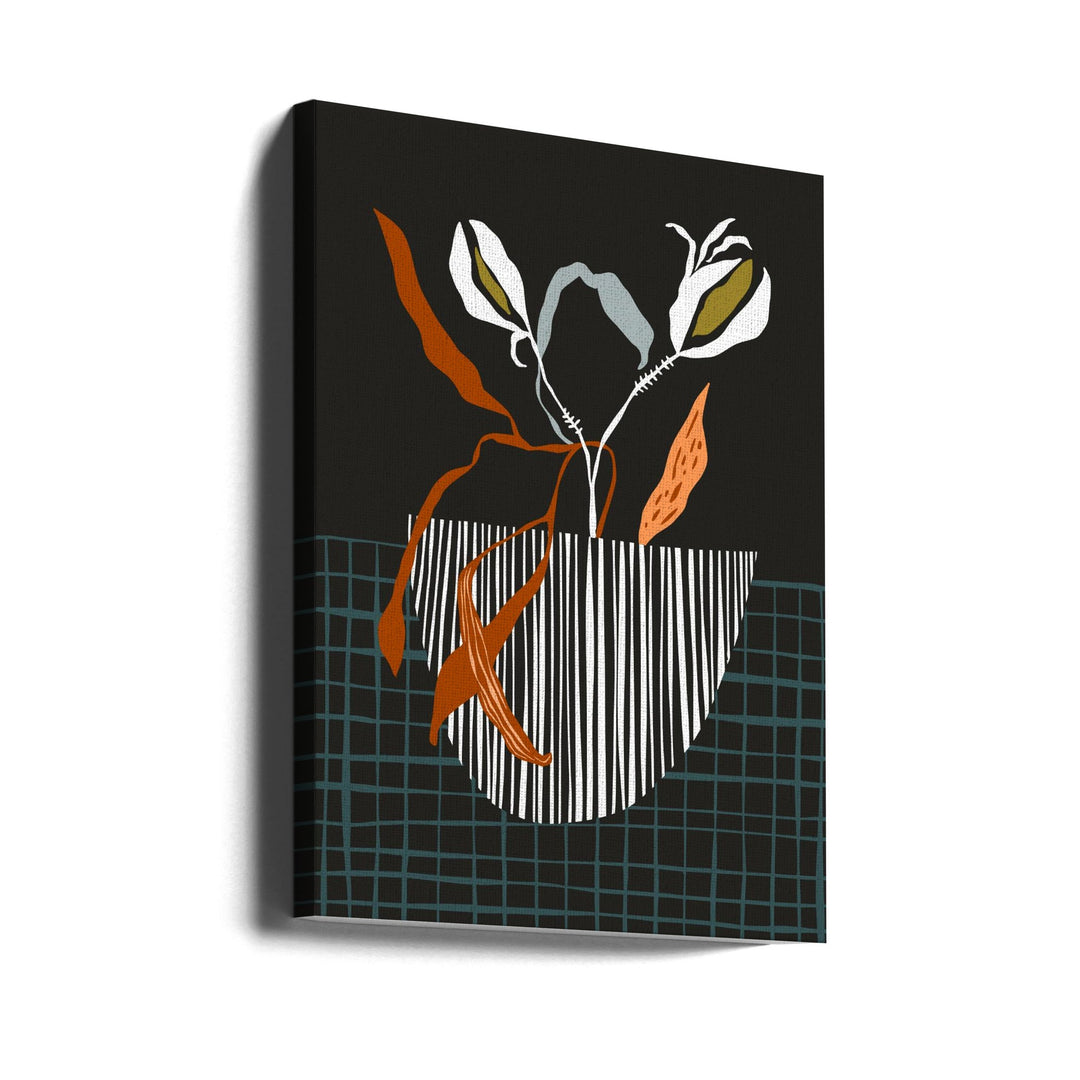 Midcentury Plant Pot Dark - Stretched Canvas, Poster or Fine Art Print I Heart Wall Art