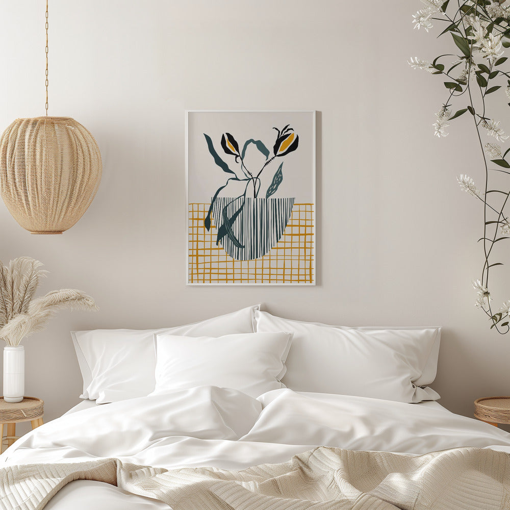 Midcentury Plant Pot Light - Stretched Canvas, Poster or Fine Art Print I Heart Wall Art