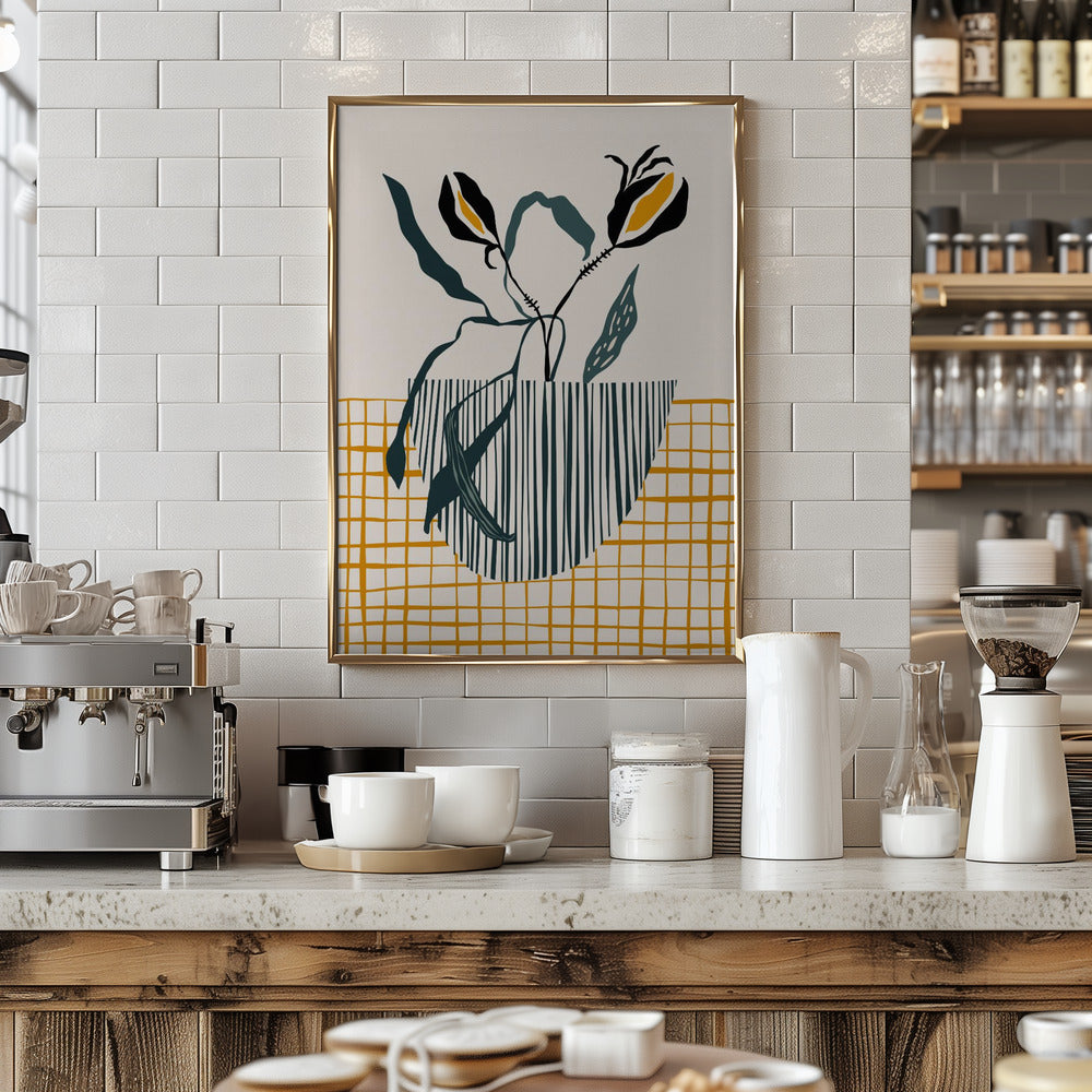 Midcentury Plant Pot Light - Stretched Canvas, Poster or Fine Art Print I Heart Wall Art