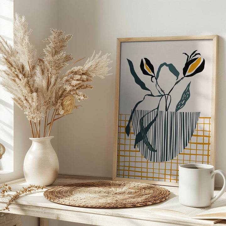 Midcentury Plant Pot Light - Stretched Canvas, Poster or Fine Art Print I Heart Wall Art