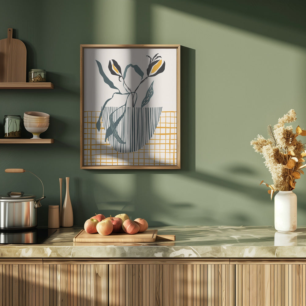 Midcentury Plant Pot Light - Stretched Canvas, Poster or Fine Art Print I Heart Wall Art