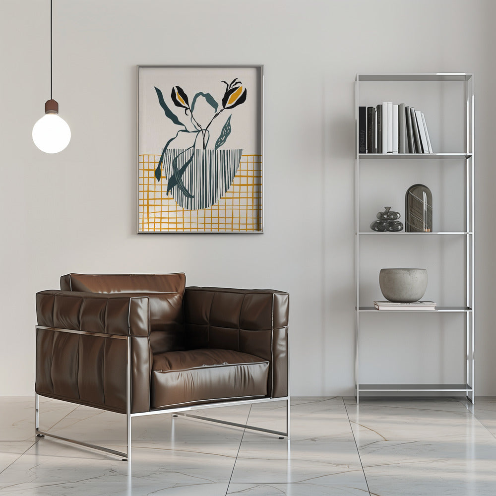 Midcentury Plant Pot Light - Stretched Canvas, Poster or Fine Art Print I Heart Wall Art