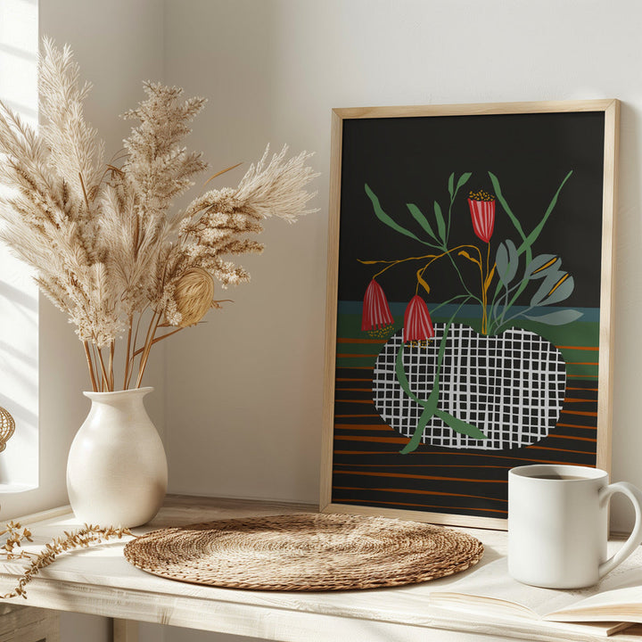 Midcentury Vase Dark - Stretched Canvas, Poster or Fine Art Print I Heart Wall Art
