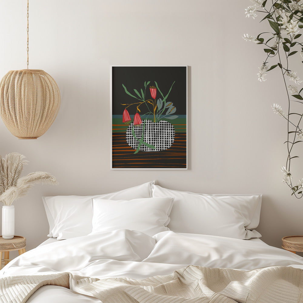 Midcentury Vase Dark - Stretched Canvas, Poster or Fine Art Print I Heart Wall Art