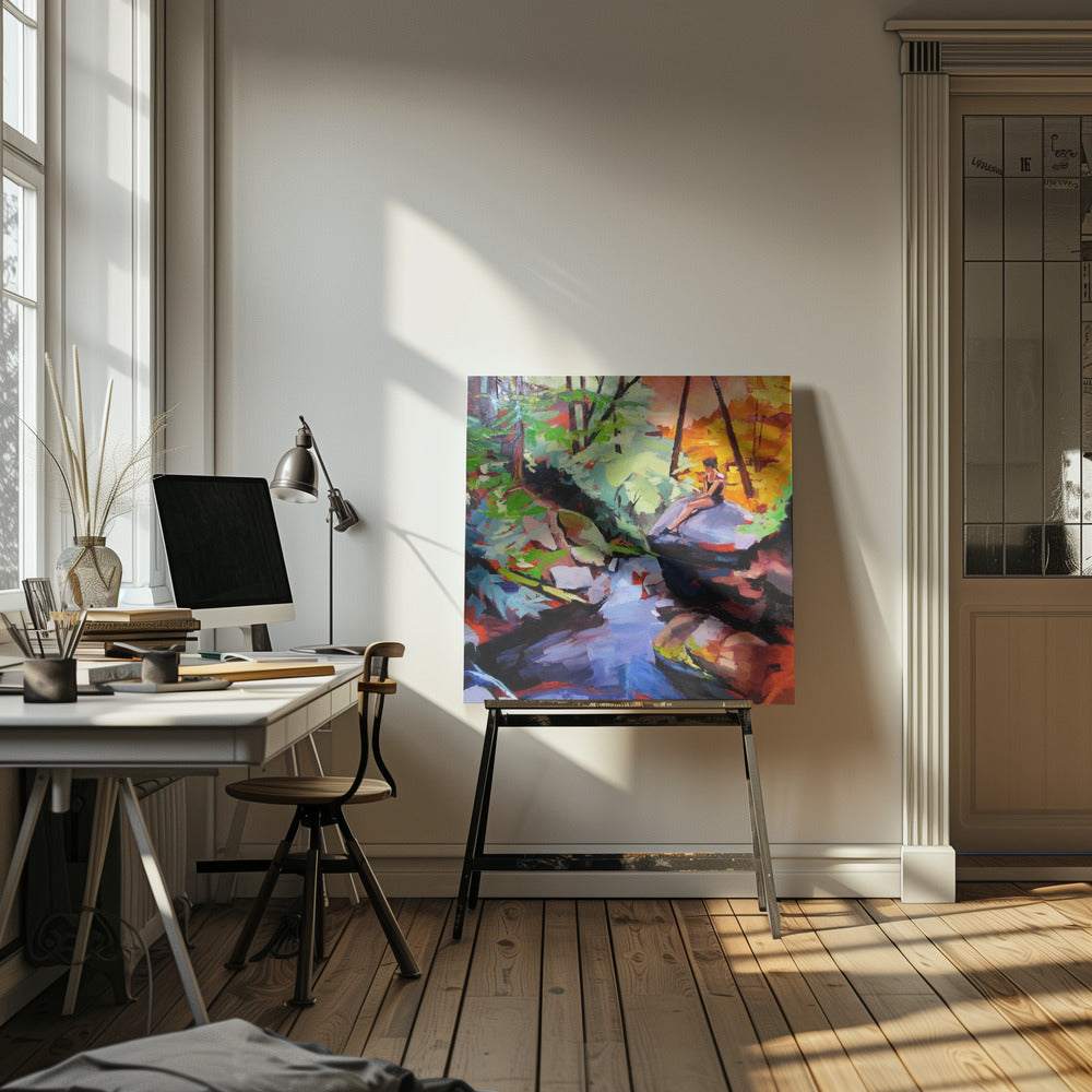 Milford Brook - Square Stretched Canvas, Poster or Fine Art Print I Heart Wall Art