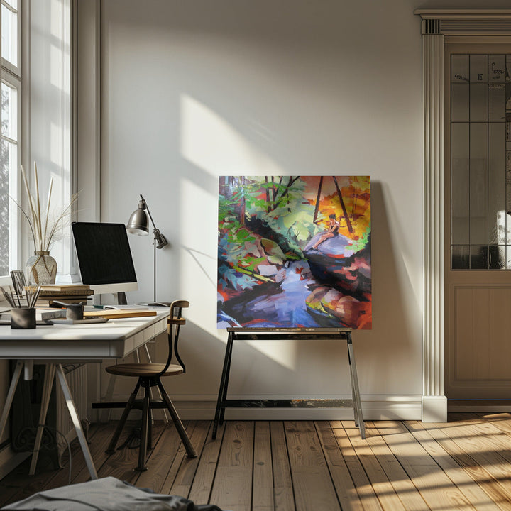 Milford Brook - Square Stretched Canvas, Poster or Fine Art Print I Heart Wall Art
