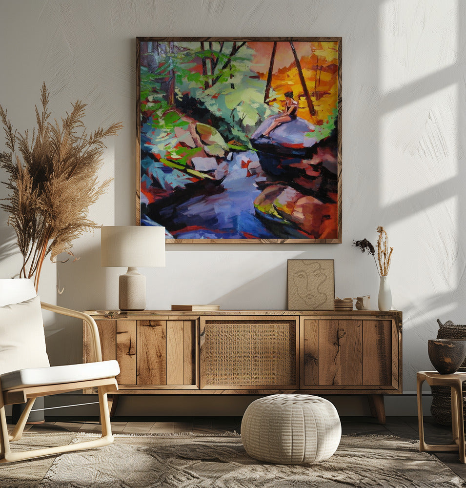 Milford Brook - Square Stretched Canvas, Poster or Fine Art Print I Heart Wall Art