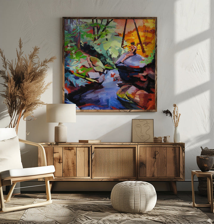 Milford Brook - Square Stretched Canvas, Poster or Fine Art Print I Heart Wall Art