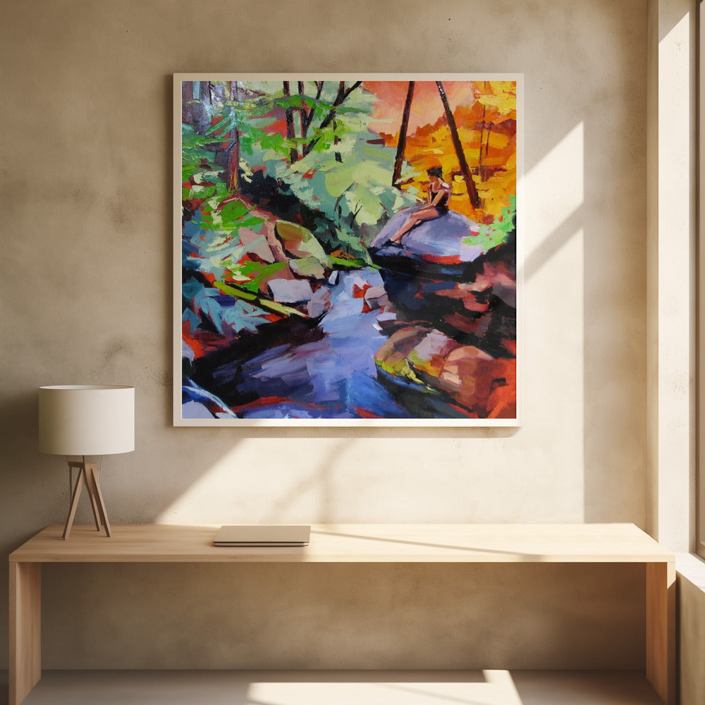 Milford Brook - Square Stretched Canvas, Poster or Fine Art Print I Heart Wall Art