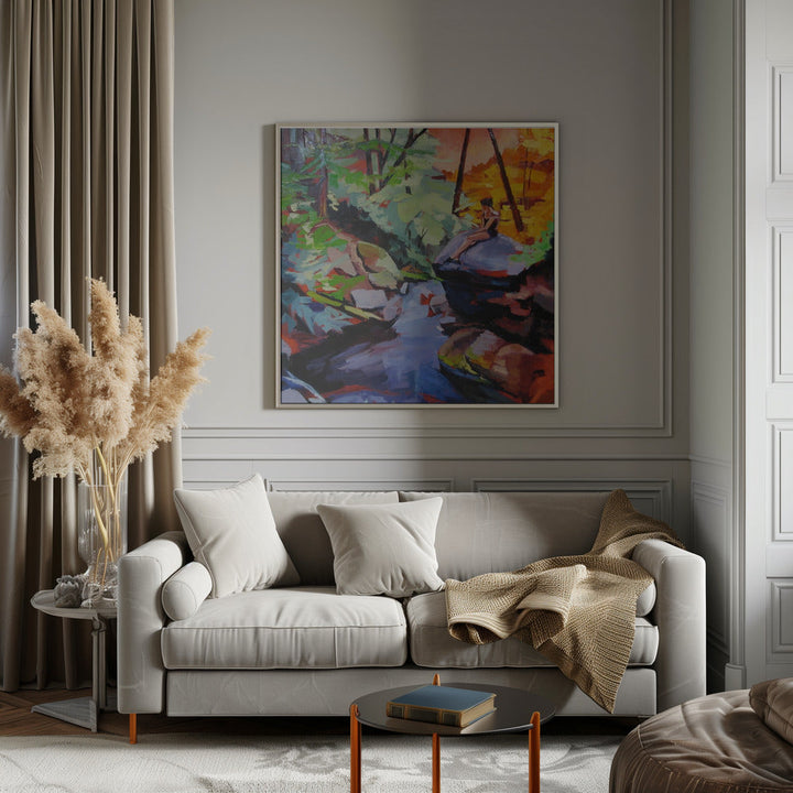 Milford Brook - Square Stretched Canvas, Poster or Fine Art Print I Heart Wall Art
