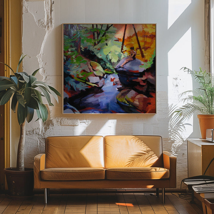 Milford Brook - Square Stretched Canvas, Poster or Fine Art Print I Heart Wall Art
