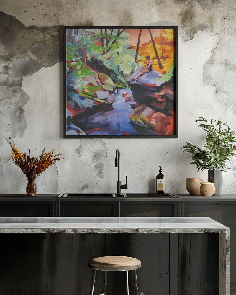Milford Brook - Square Stretched Canvas, Poster or Fine Art Print I Heart Wall Art