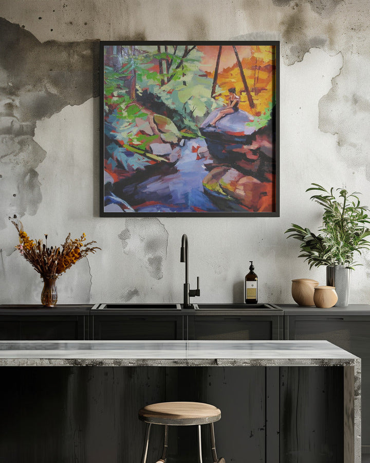 Milford Brook - Square Stretched Canvas, Poster or Fine Art Print I Heart Wall Art