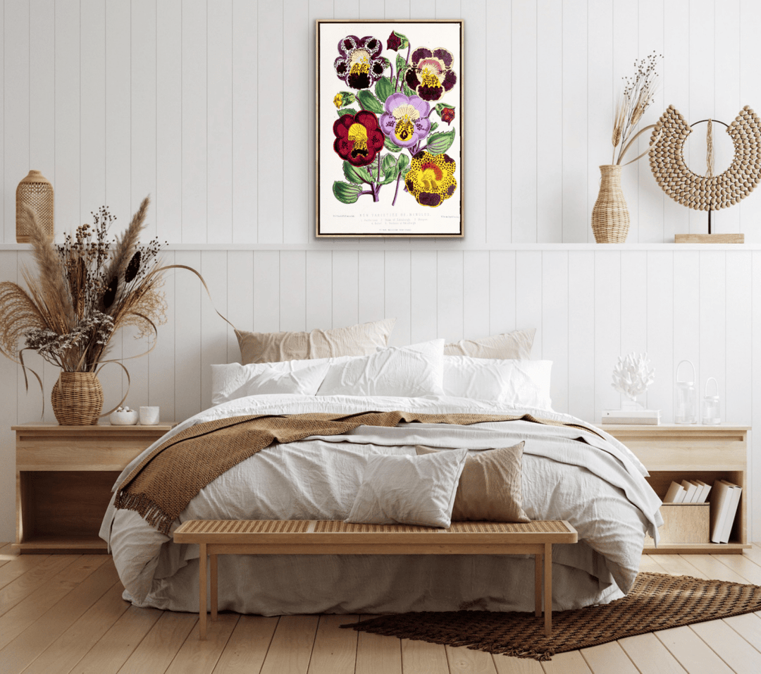 Mimulus or Monkeyflowers from The Floral Magazine (1861 - 1881) by Worthington G. Smith, John N. Fitch and Walter H. Fitch - Botanical Illustration Stretched Canvas or Wall Art Print - I Heart Wall Art - Poster Print, Canvas Print or Framed Art Print