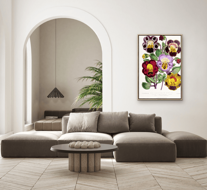 Mimulus or Monkeyflowers from The Floral Magazine (1861 - 1881) by Worthington G. Smith, John N. Fitch and Walter H. Fitch - Botanical Illustration Stretched Canvas or Wall Art Print - I Heart Wall Art - Poster Print, Canvas Print or Framed Art Print