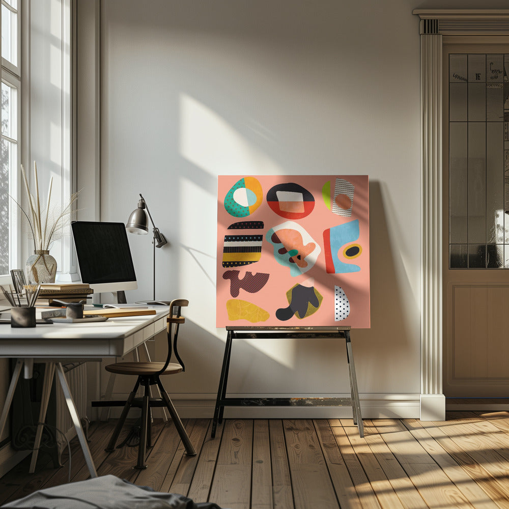 Minimal Shapes Bunte2 - Square Stretched Canvas, Poster or Fine Art Print I Heart Wall Art