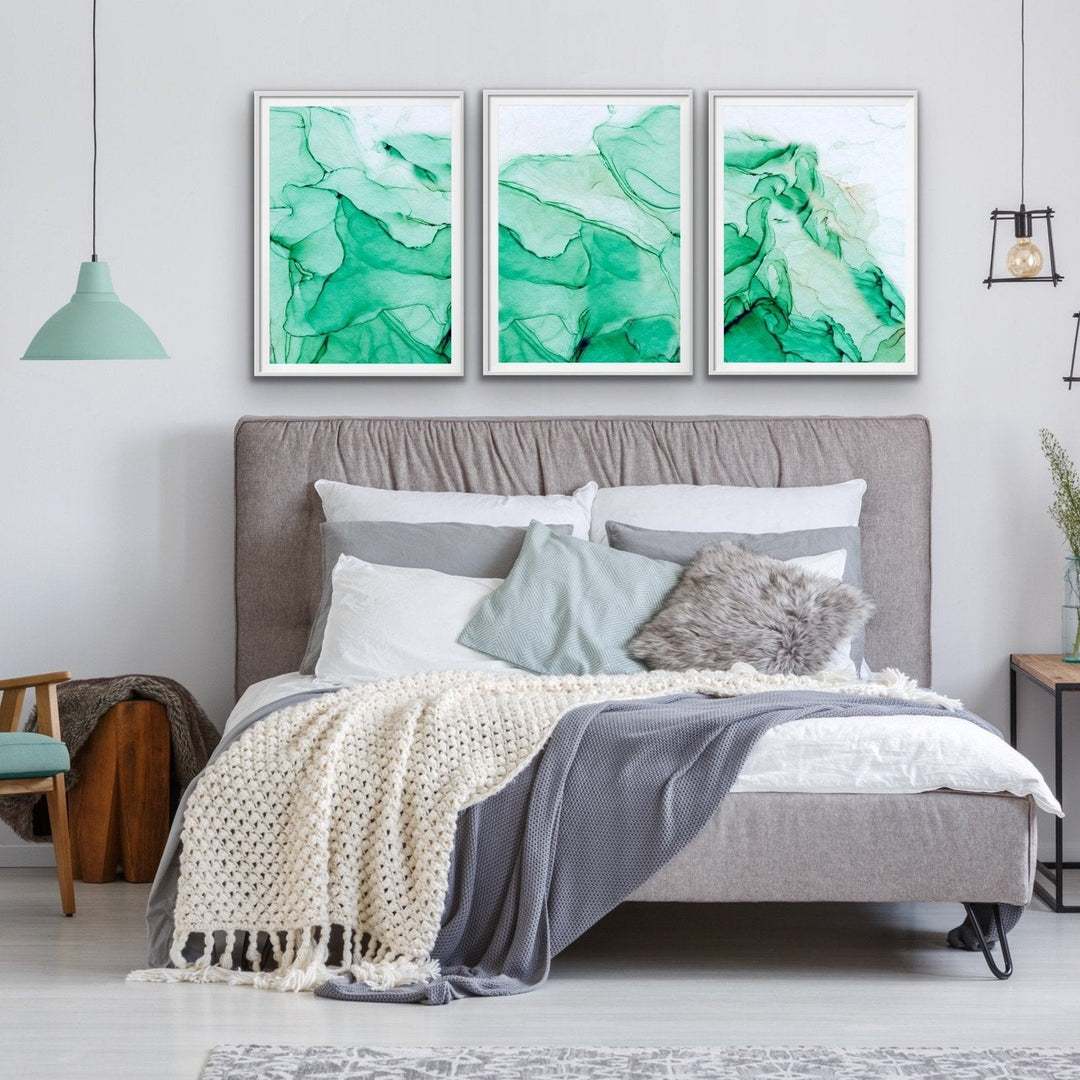 Minted Inkwell Abstracts in Green - Three Piece Alcohol Ink Mint