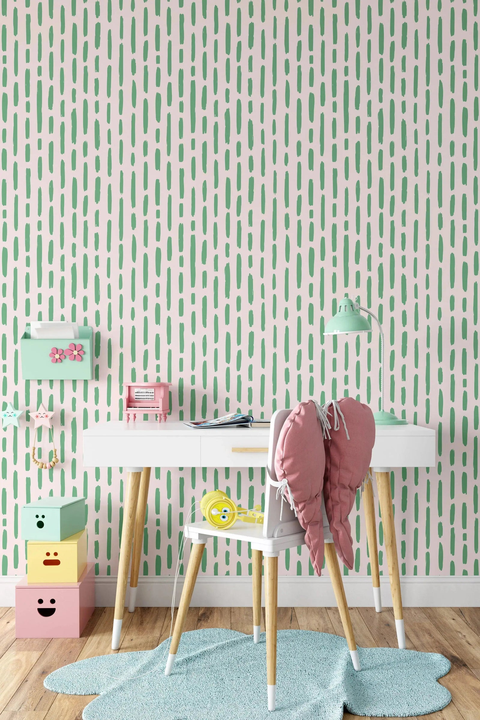 Minty Fresh - Green Stripe Peel and Stick Removable Wallpaper I Heart Wall Art Australia 
