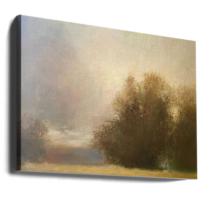 Misty Golden Landscape - Stretched Canvas Poster or Fine Art Print