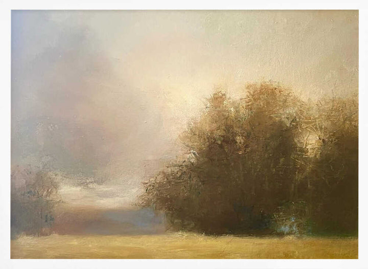 Misty Golden Landscape - Stretched Canvas Poster or Fine Art Print