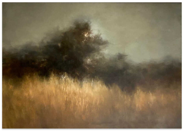 Misty Golden Landscape - Stretched Canvas Poster or Fine Art Print