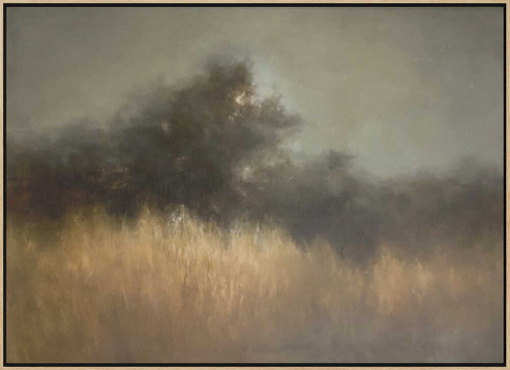Misty Golden Landscape - Stretched Canvas Poster or Fine Art Print