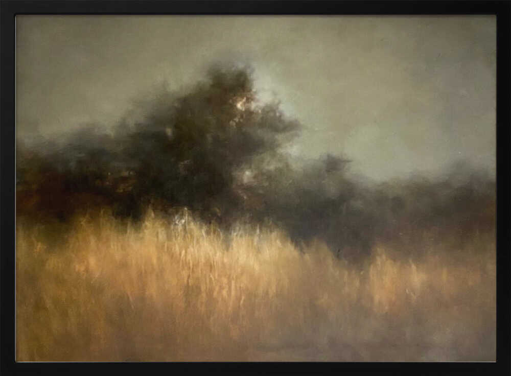 Misty Golden Landscape - Stretched Canvas Poster or Fine Art Print