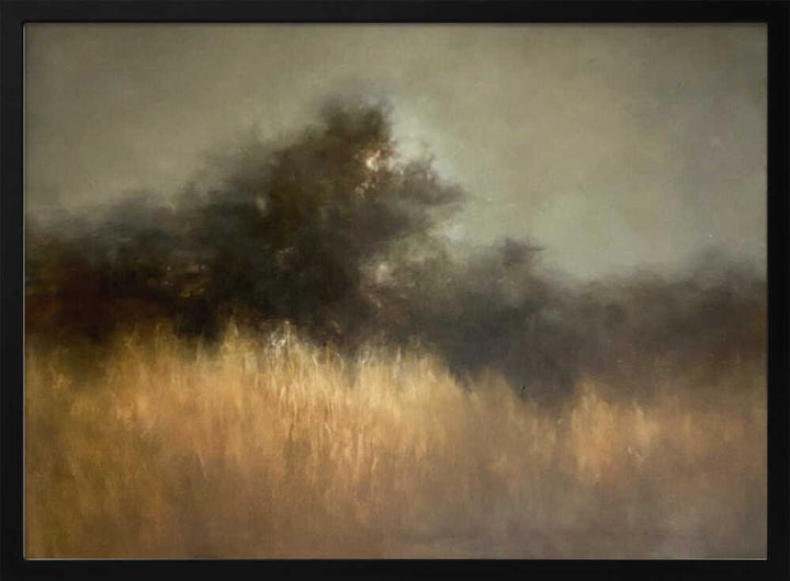 Misty Golden Landscape - Stretched Canvas Poster or Fine Art Print