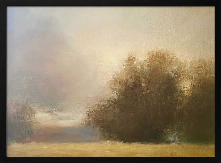 Misty Golden Landscape - Stretched Canvas Poster or Fine Art Print