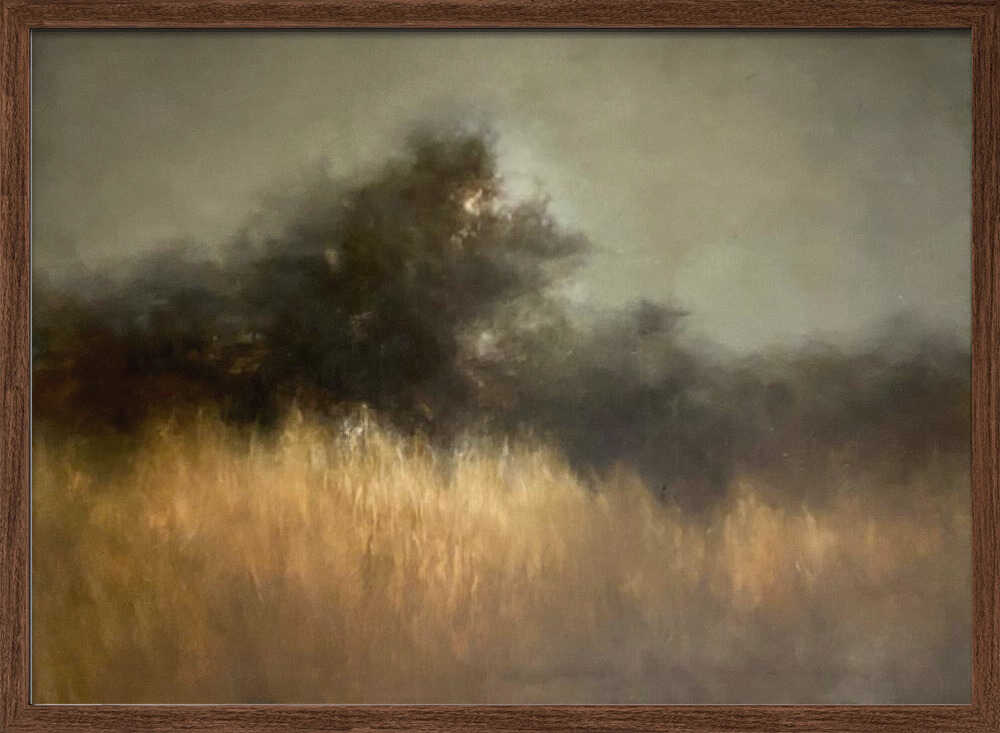 Misty Golden Landscape - Stretched Canvas Poster or Fine Art Print
