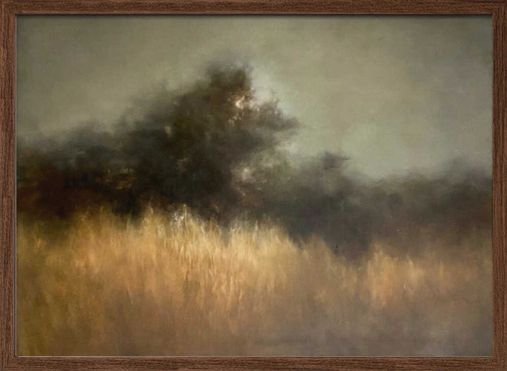 Misty Golden Landscape - Stretched Canvas Poster or Fine Art Print