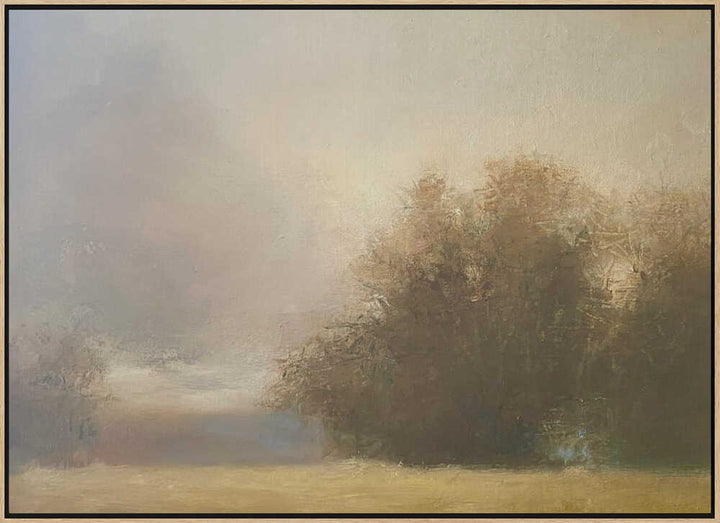 Misty Golden Landscape - Stretched Canvas Poster or Fine Art Print