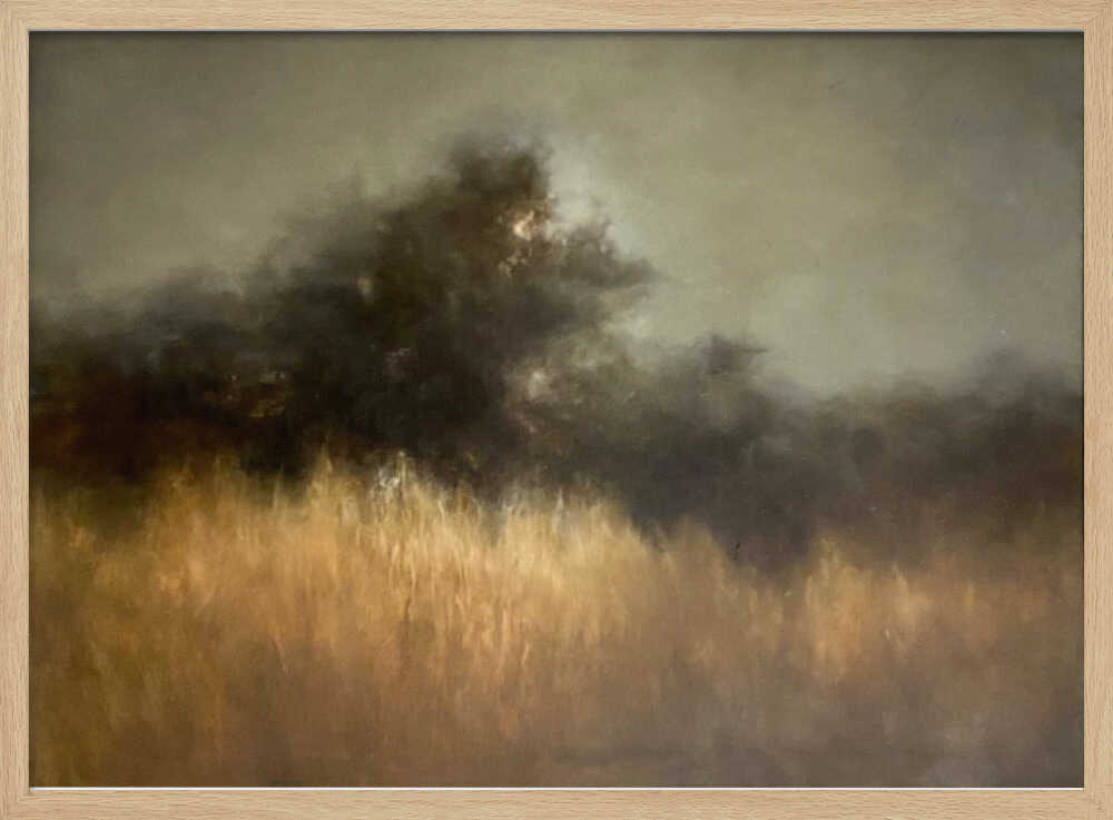 Misty Golden Landscape - Stretched Canvas Poster or Fine Art Print