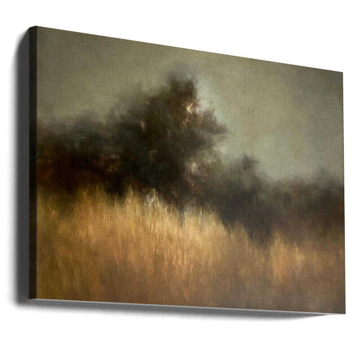 Misty Golden Landscape - Stretched Canvas Poster or Fine Art Print