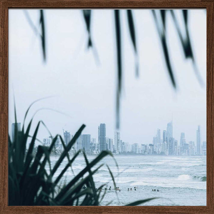 Misty Ocean Cityscape - Square Stretched Canvas, Poster or Fine Art Print by Angela Hawkey - I Heart Wall Art - Poster Print, Canvas Print or Framed Art Print