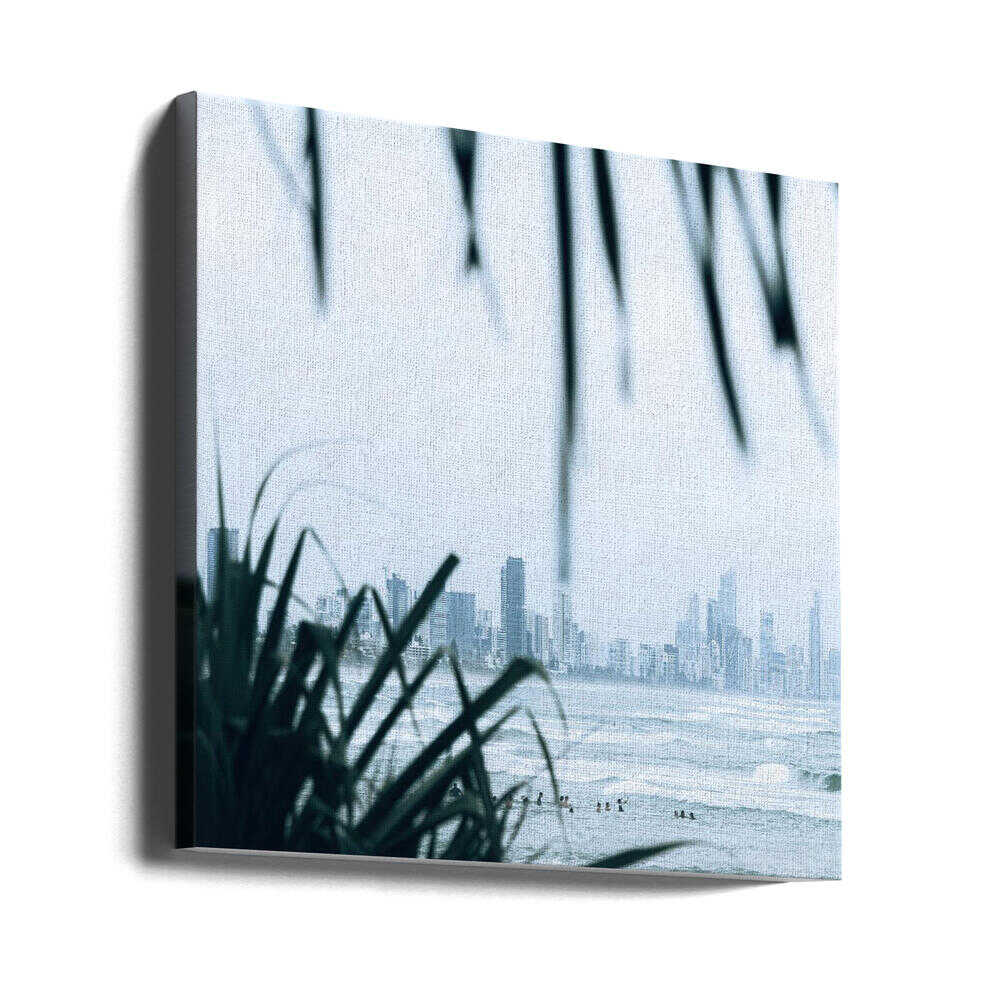 Misty Ocean Cityscape - Square Stretched Canvas, Poster or Fine Art Print by Angela Hawkey - I Heart Wall Art - Poster Print, Canvas Print or Framed Art Print