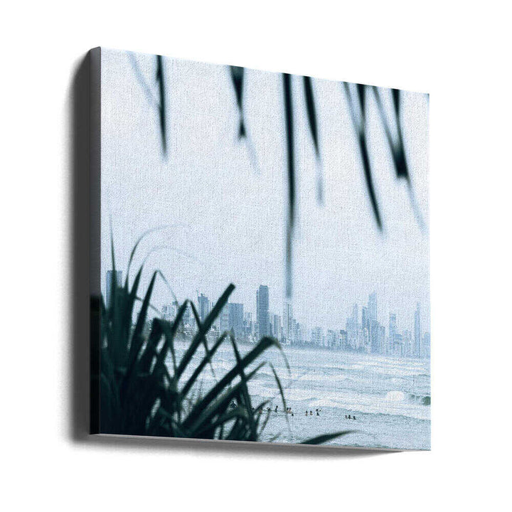 Misty Ocean Cityscape - Square Stretched Canvas, Poster or Fine Art Print by Angela Hawkey - I Heart Wall Art - Poster Print, Canvas Print or Framed Art Print