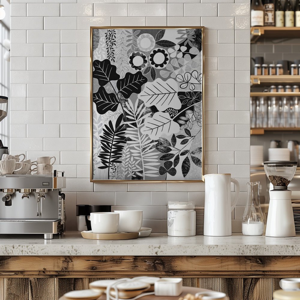 Modern Botanical Black &amp;amp; White - Stretched Canvas, Poster or Fine Art Print - I Heart Wall Art - Poster Print, Canvas Print or Framed Art Print