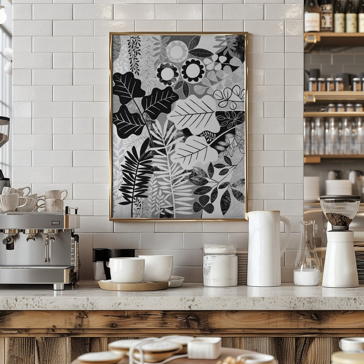 Modern Botanical Black &amp;amp; White - Stretched Canvas, Poster or Fine Art Print - I Heart Wall Art - Poster Print, Canvas Print or Framed Art Print