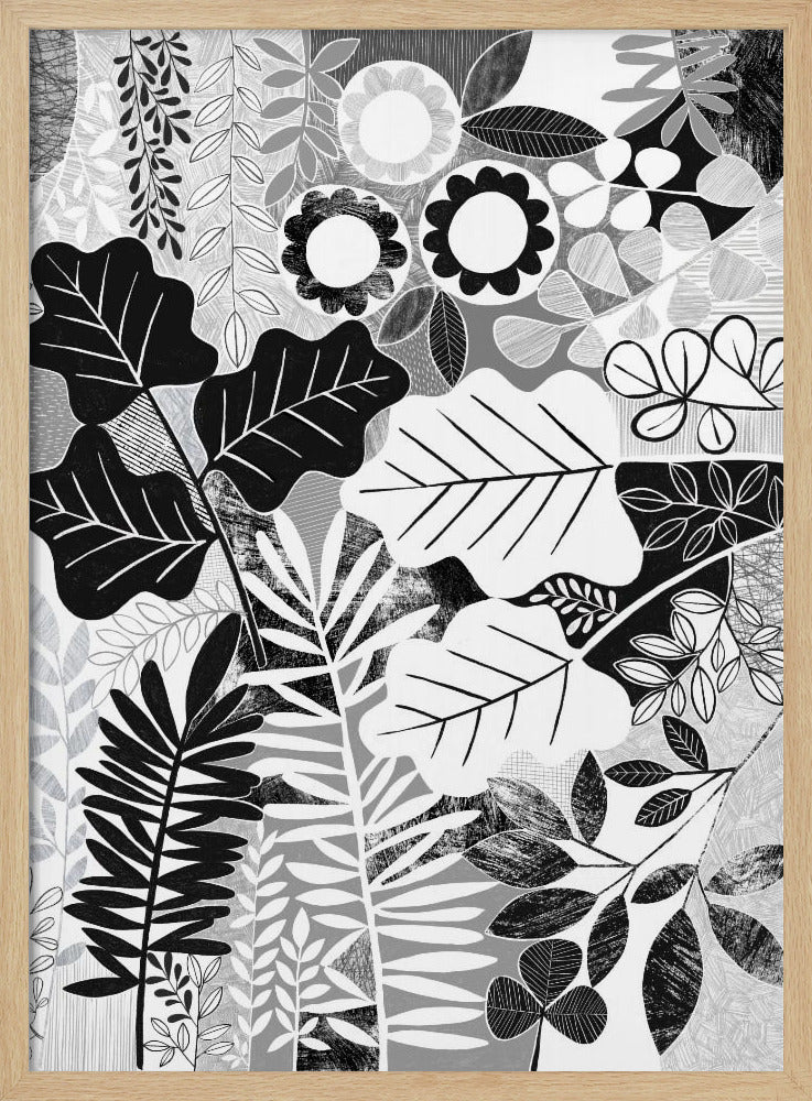 Modern Botanical Black &amp;amp; White - Stretched Canvas, Poster or Fine Art Print - I Heart Wall Art - Poster Print, Canvas Print or Framed Art Print