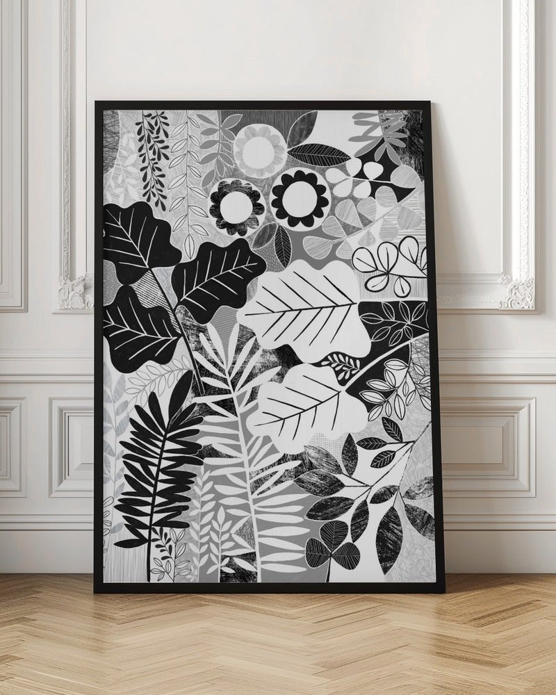 Modern Botanical Black &amp;amp; White - Stretched Canvas, Poster or Fine Art Print - I Heart Wall Art - Poster Print, Canvas Print or Framed Art Print
