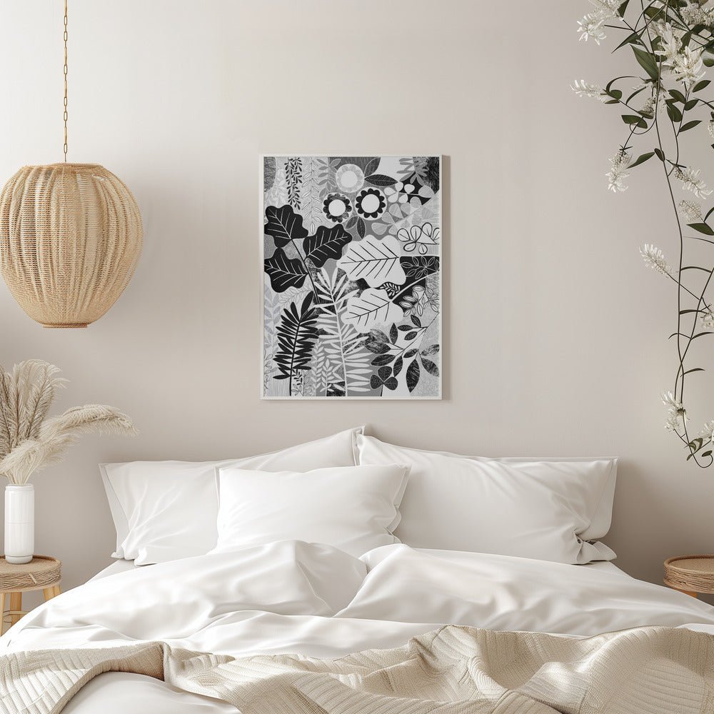 Modern Botanical Black &amp;amp; White - Stretched Canvas, Poster or Fine Art Print - I Heart Wall Art - Poster Print, Canvas Print or Framed Art Print