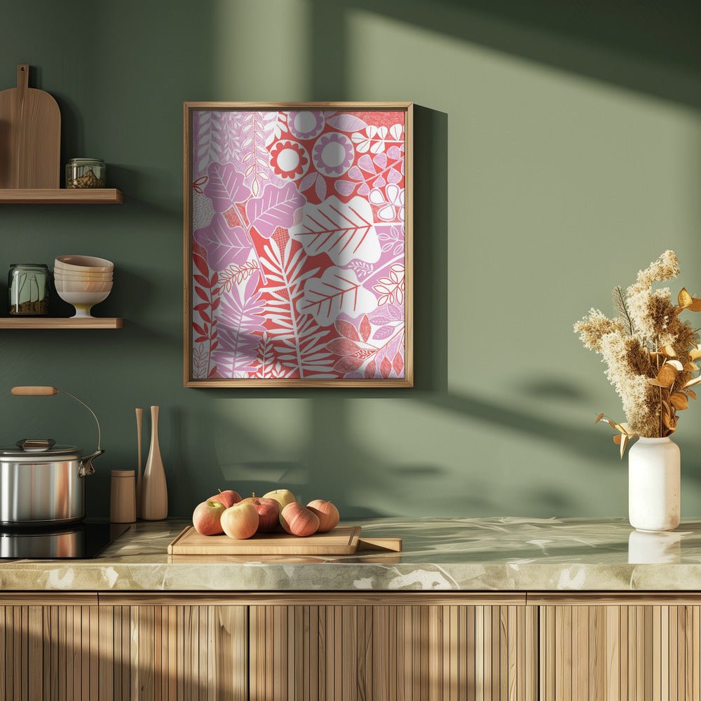 Modern Botanical Lavender &amp;amp; Red - Stretched Canvas, Poster or Fine Art Print - I Heart Wall Art - Poster Print, Canvas Print or Framed Art Print