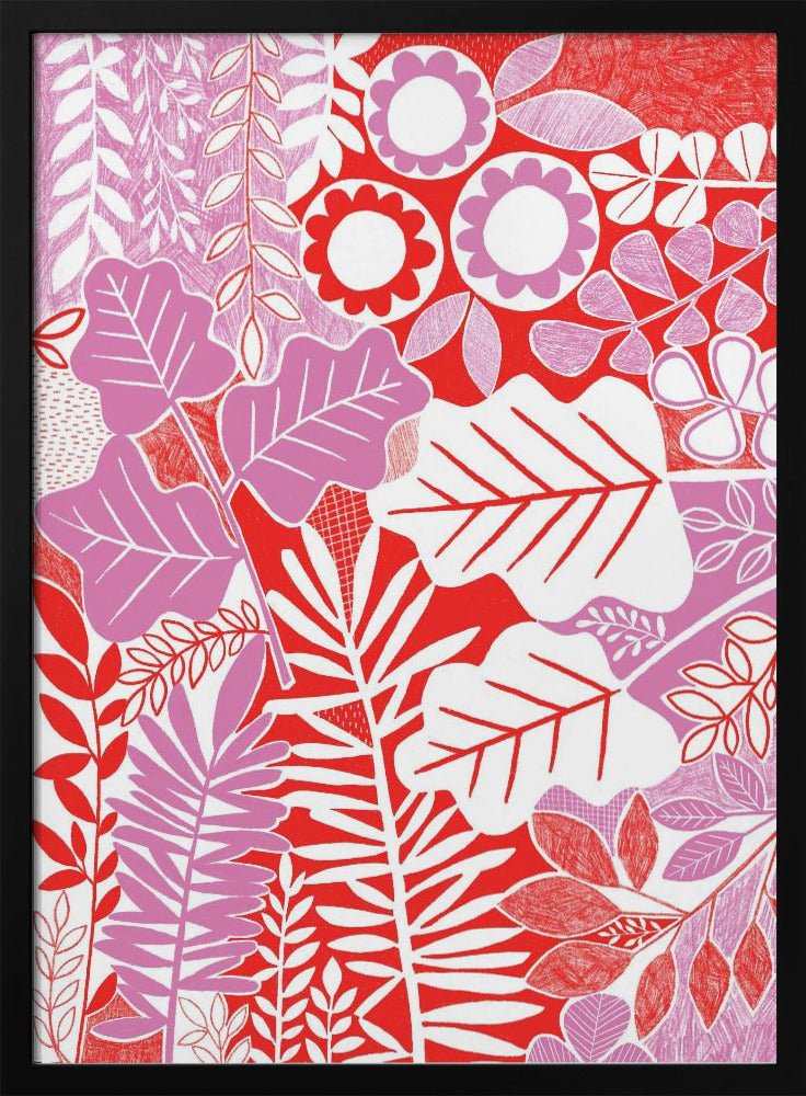 Modern Botanical Lavender &amp; Red - Stretched Canvas, Poster or Fine Art Print - I Heart Wall Art - Poster Print, Canvas Print or Framed Art Print