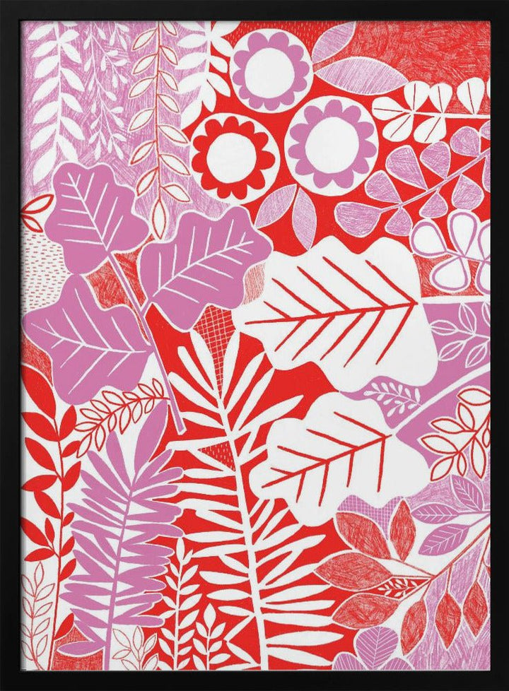 Modern Botanical Lavender &amp;amp; Red - Stretched Canvas, Poster or Fine Art Print - I Heart Wall Art - Poster Print, Canvas Print or Framed Art Print