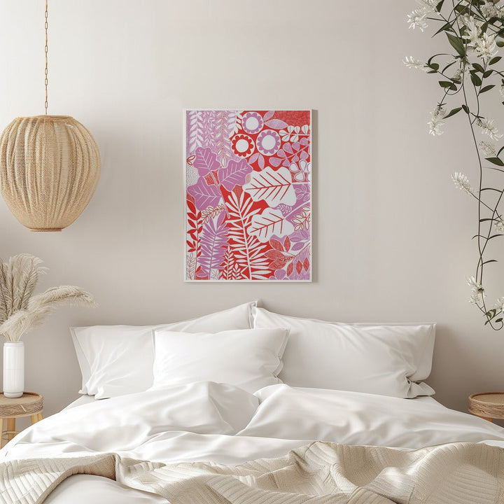 Modern Botanical Lavender &amp;amp; Red - Stretched Canvas, Poster or Fine Art Print - I Heart Wall Art - Poster Print, Canvas Print or Framed Art Print