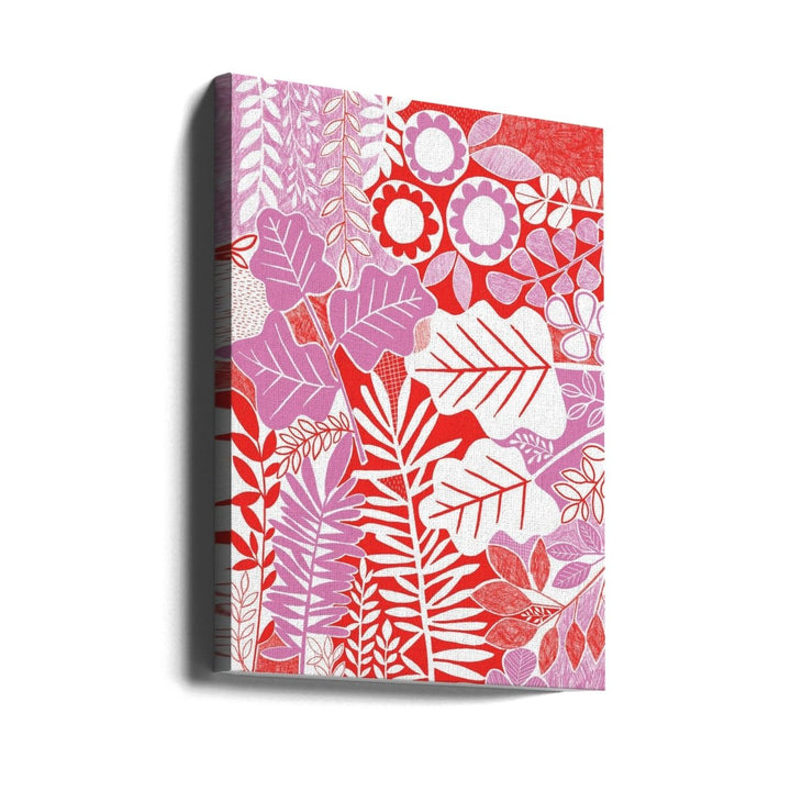 Modern Botanical Lavender &amp;amp; Red - Stretched Canvas, Poster or Fine Art Print - I Heart Wall Art - Poster Print, Canvas Print or Framed Art Print